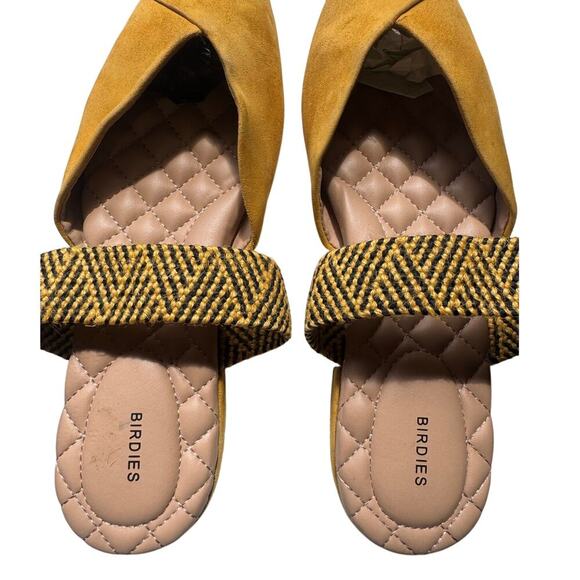 Birdies The Swan Flats Suede Cuff Mules Pointed Toes In Citron Yellow Size 8 - Picture 5 of 9